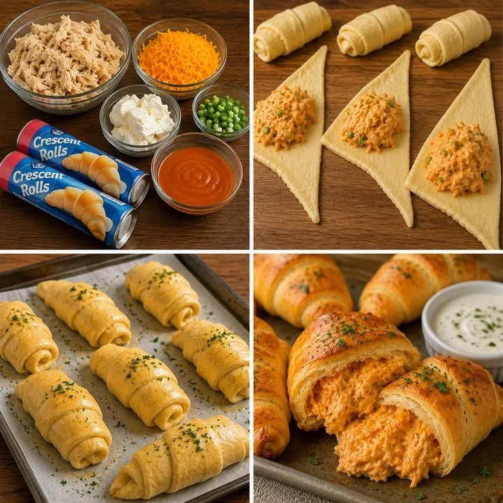 Buffalo-Hühnchen-Croissant-Rollen