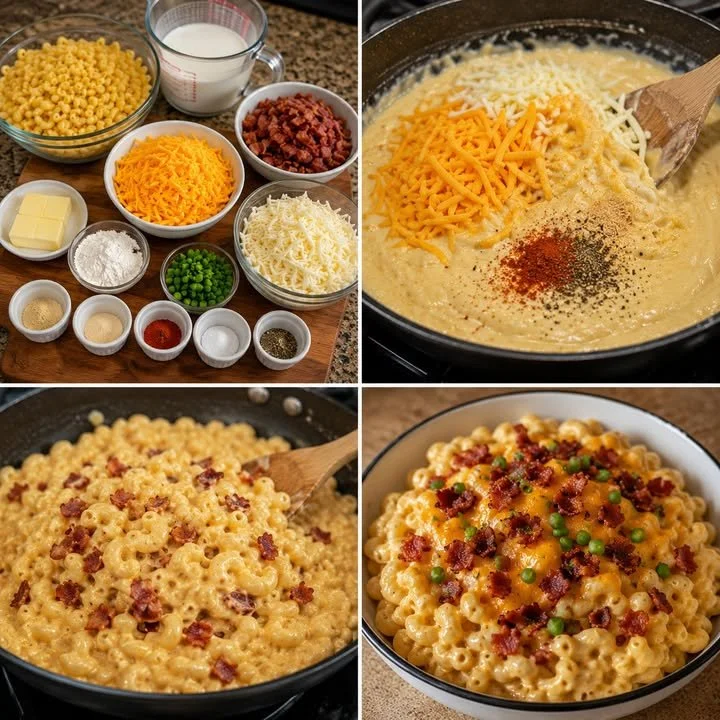 Cremige mit Speck gefüllte Macaroni und Käse