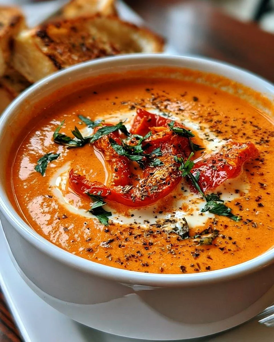 Cremige Paprika-Gouda-Suppe
