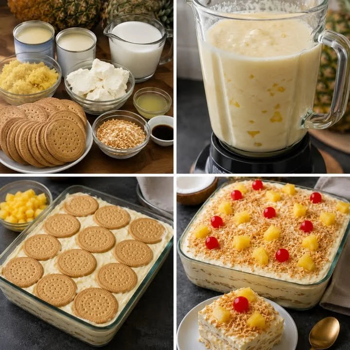 Cremiger Piña Colada Kühlschrankkuchen