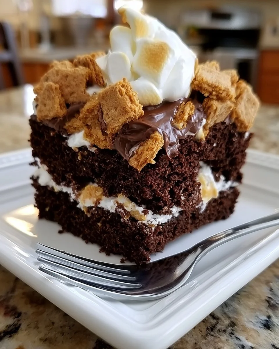 Goldene Grahams S’mores Poke Cake