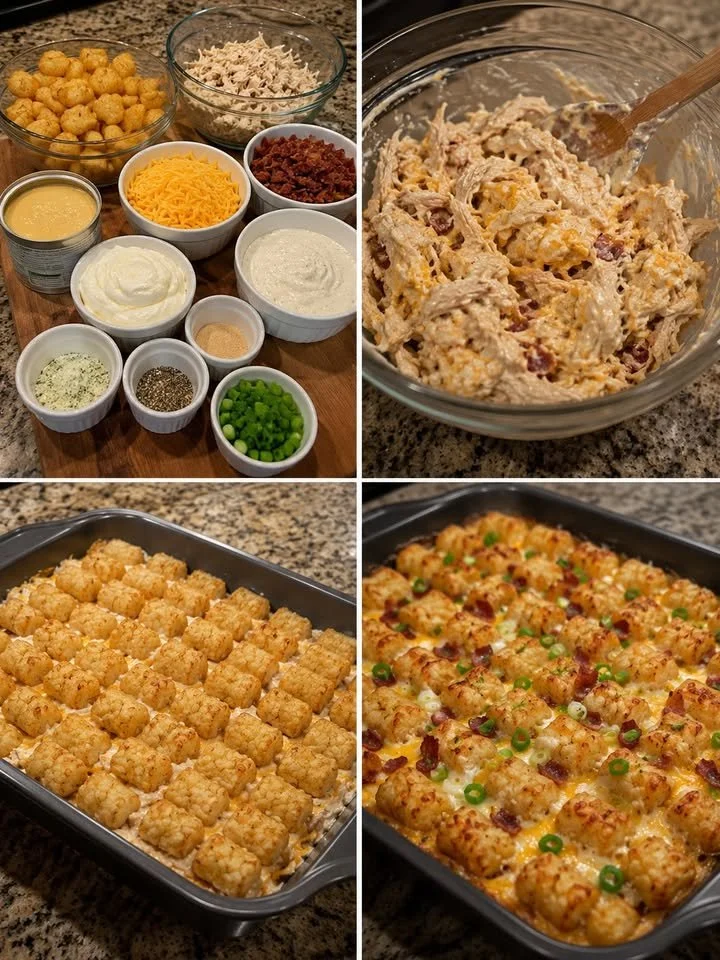 Hühnchen Türkei Speck Ranch Tater Tot Auflauf Delight