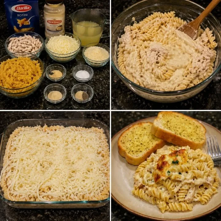 Käse-Hühnchen-Rotini-Auflauf