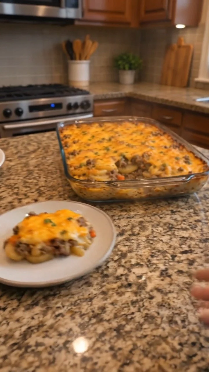 Käse-Rindfleisch- und Kartoffelauflauf