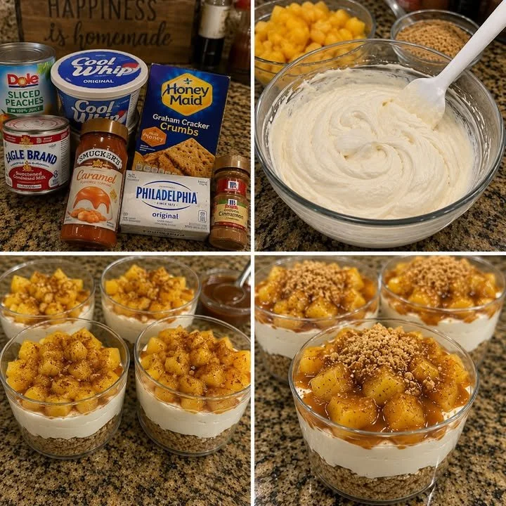 Pfirsich-Cobbler-Käsekuchen-Tassen