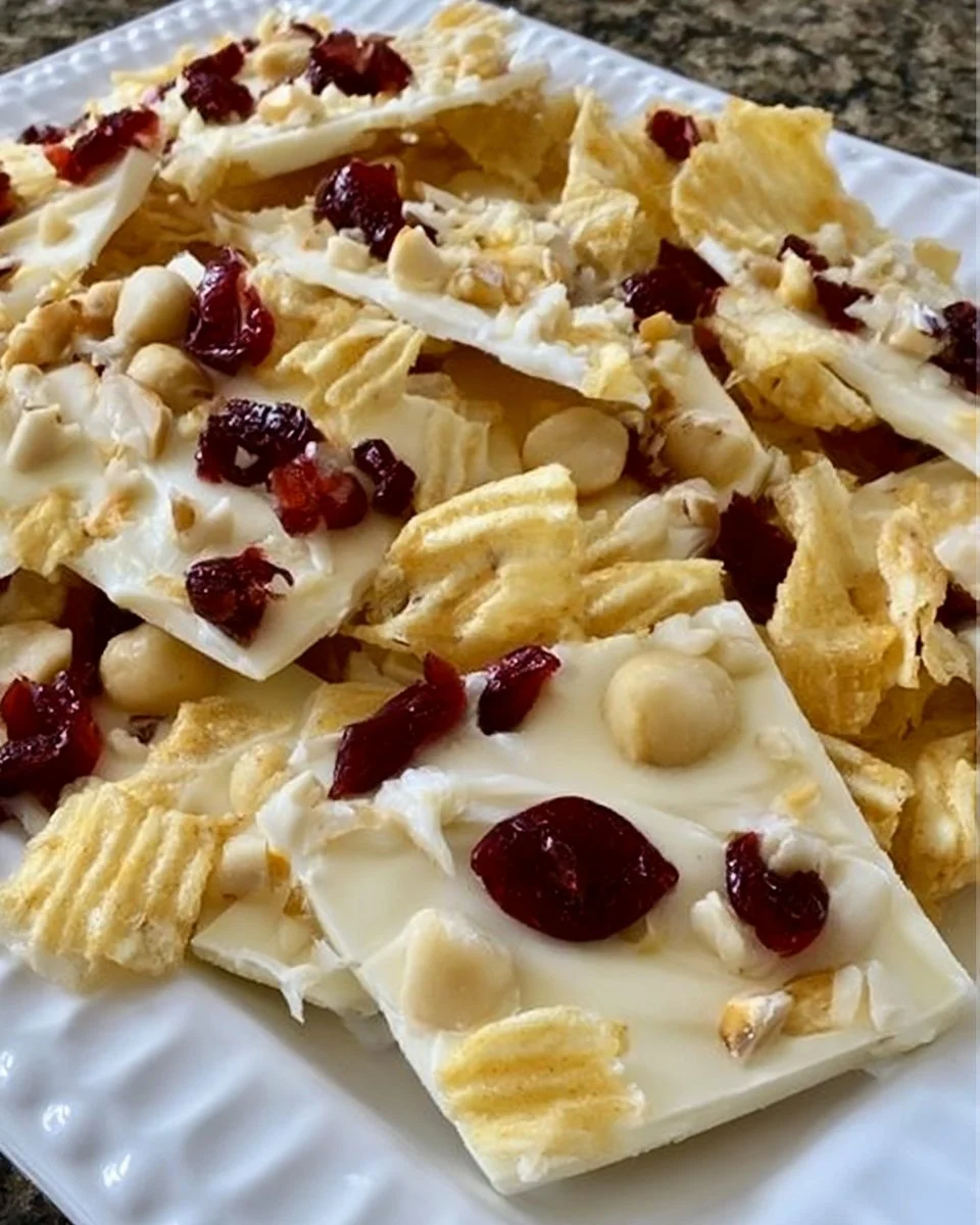 Ruffles Weiße Schokolade Macadamia Rinde