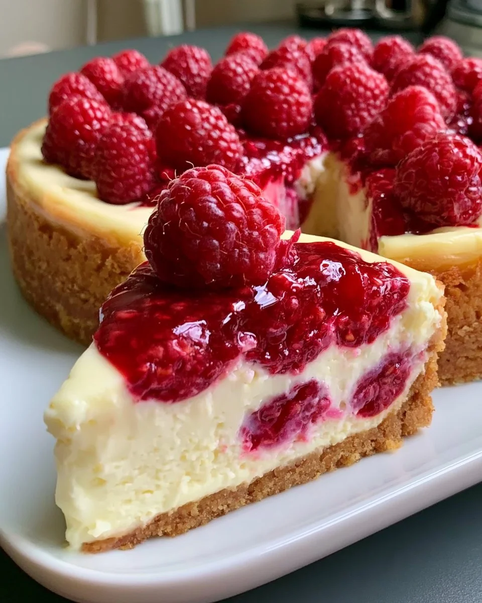 Weißer Schokoladen-Raspberry-Käsekuchen