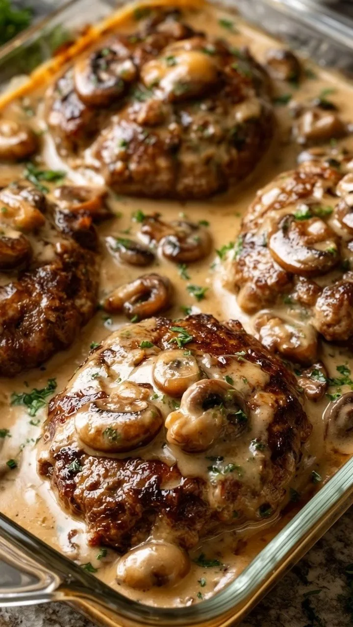 Cremige Pilz-Hamburgersteaks