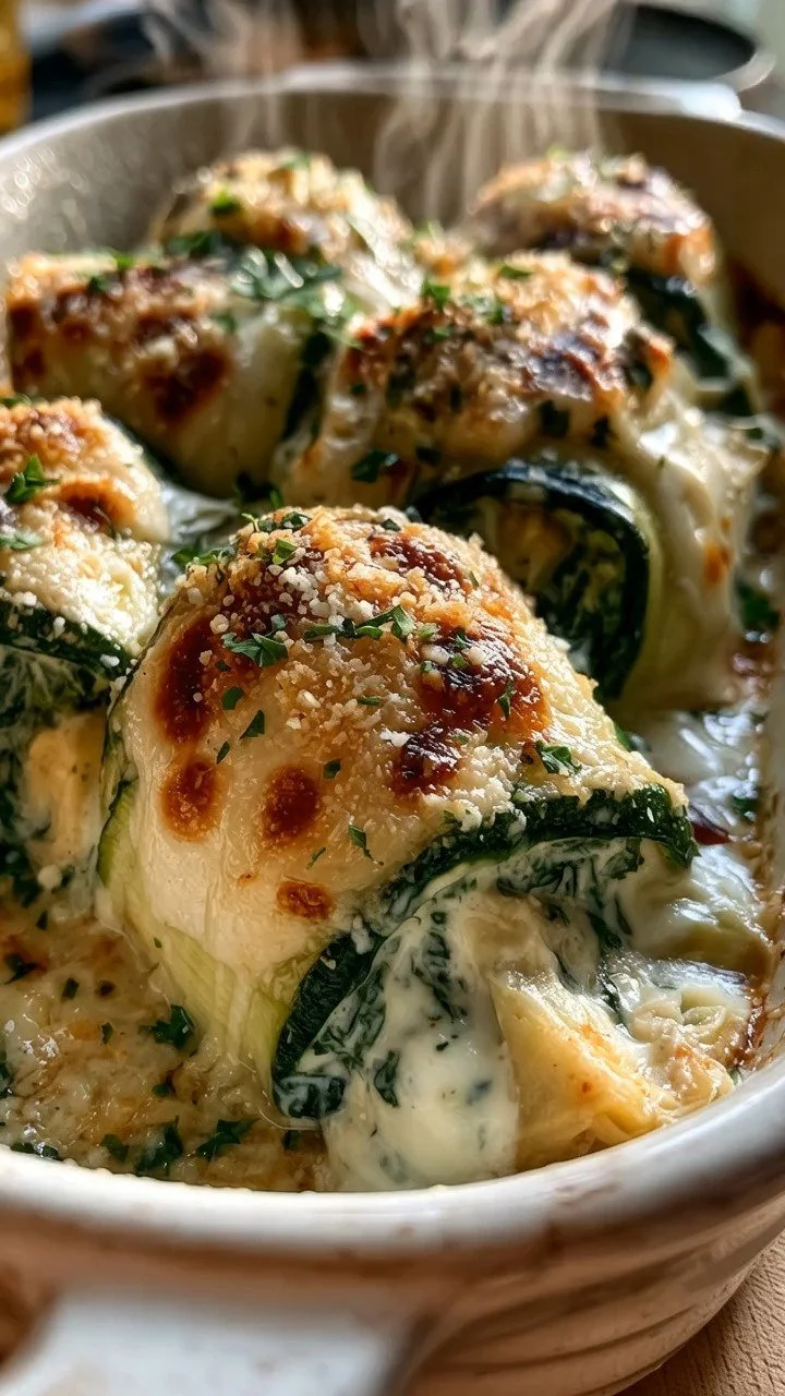 Cremige Spinach-Ricotta-Zucchini-Röllchen