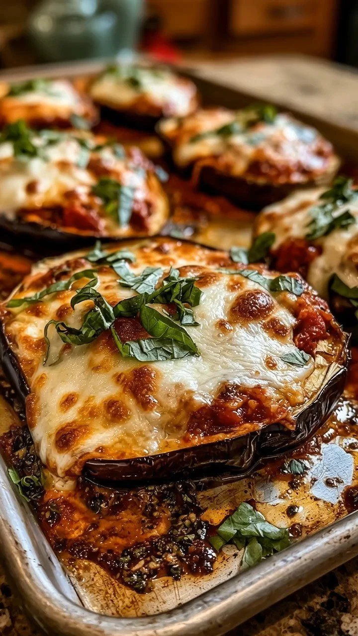 Käse-Auberginen-Parmesan-Boote