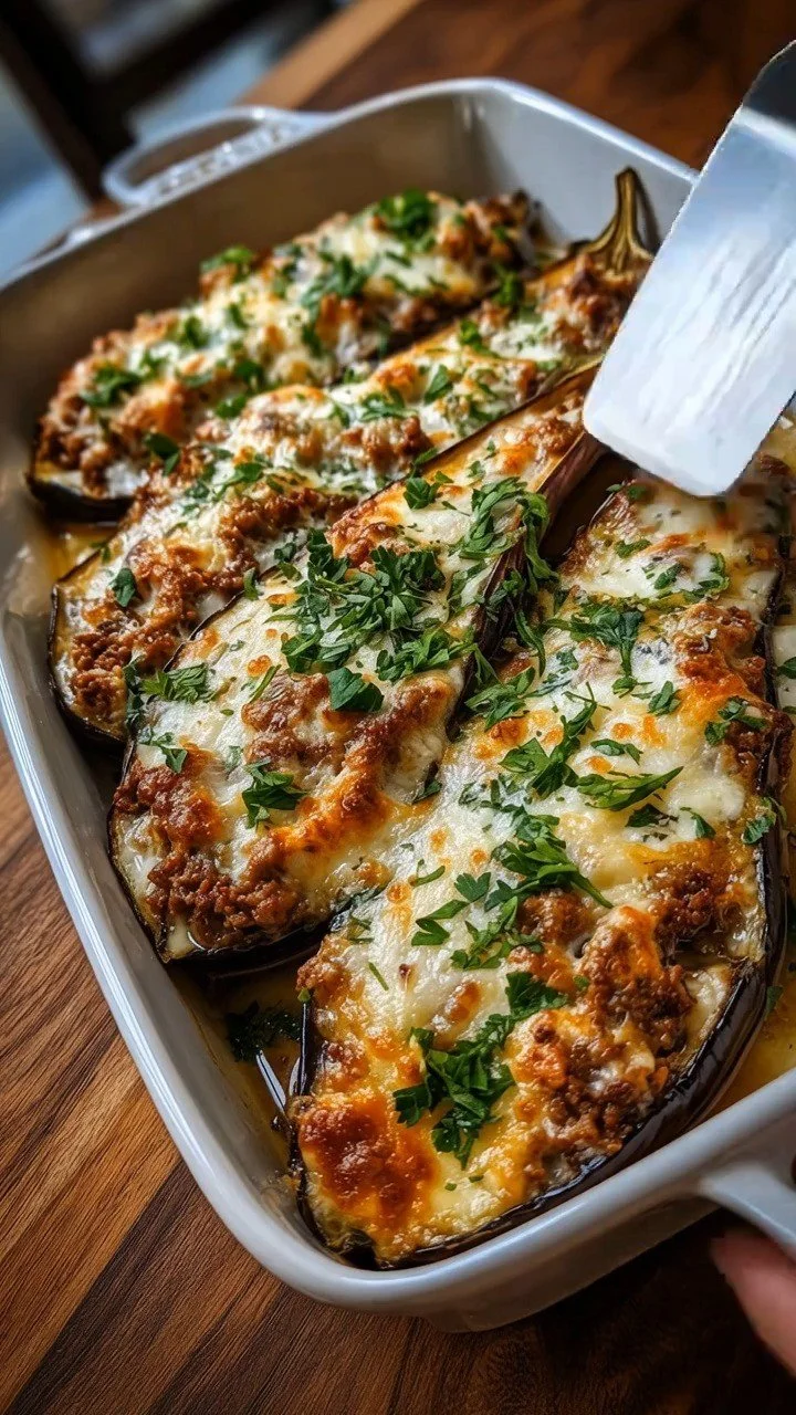 Käse italienisch gefüllte Aubergine