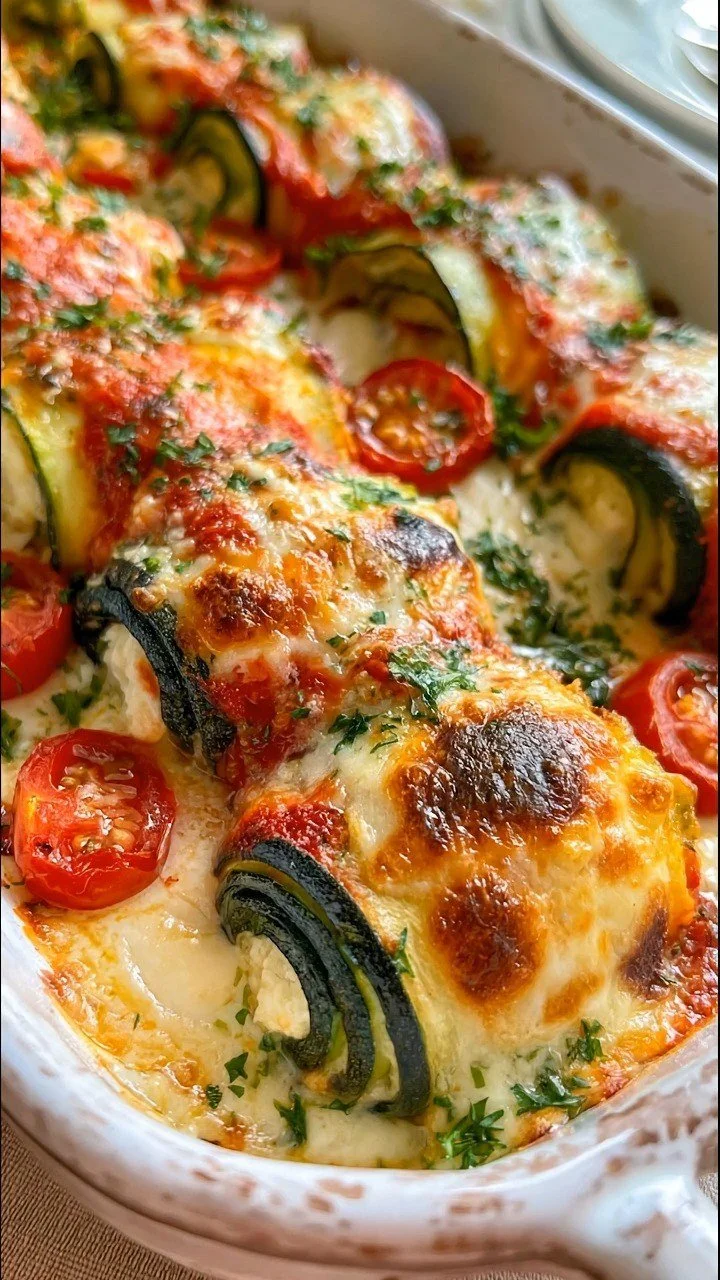 Käse-Ricotta-Zucchini-Rollatini-Auflauf