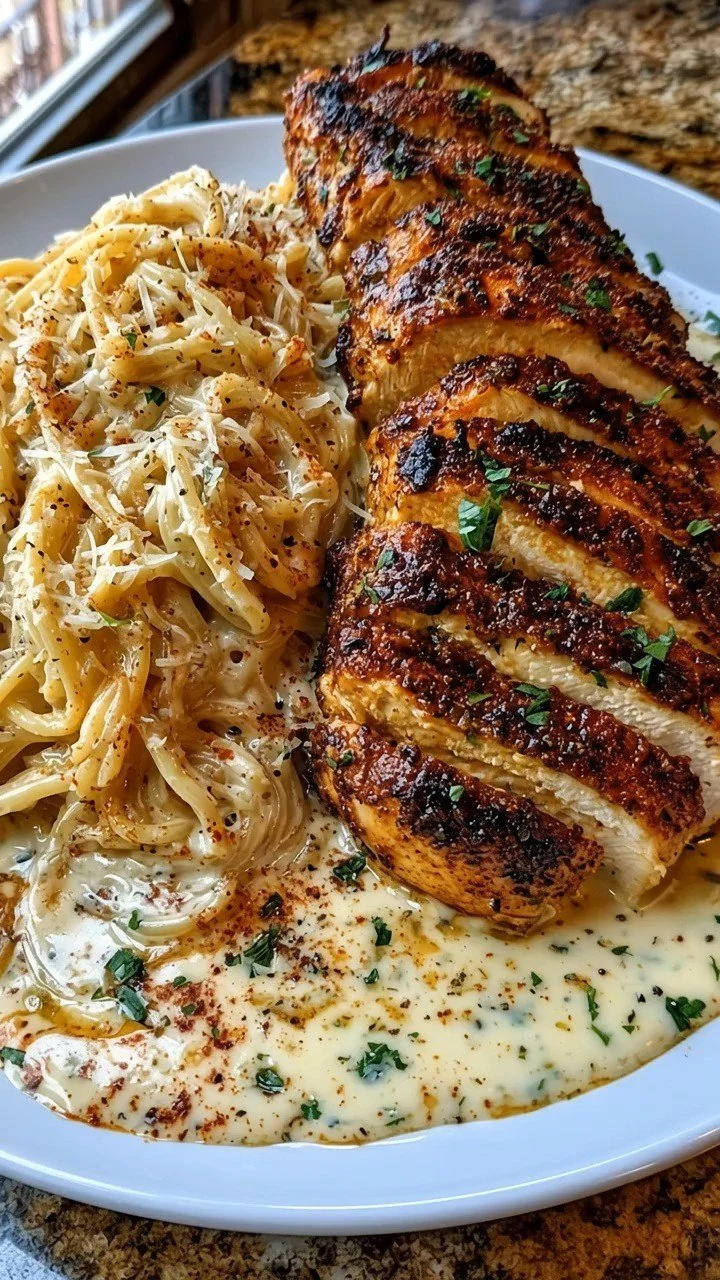 Schwarzes Hähnchen Alfredo