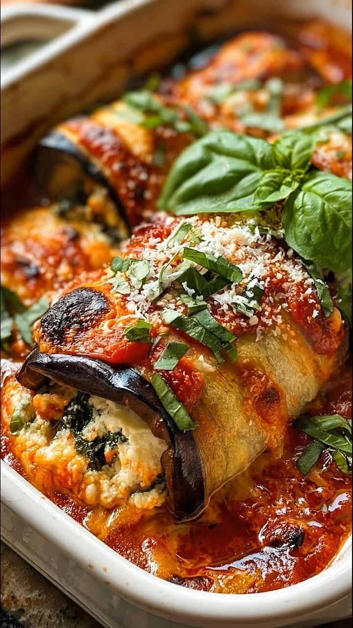 Spinat-Ricotta-Auberginen-Rollatini